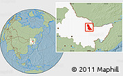 Savanna Style Location Map of Hegang Shi, highlighted parent region, hill shading