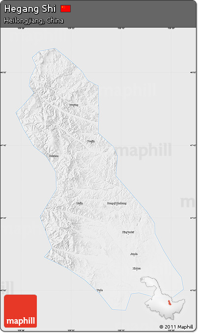 Silver Style Map of Hegang Shi, single color outside