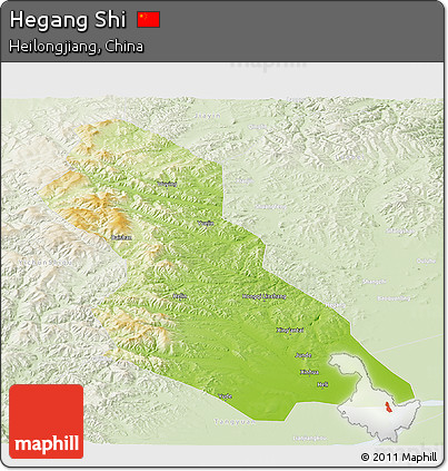 Physical Panoramic Map of Hegang Shi, lighten