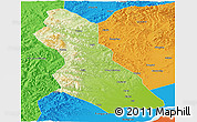 Physical Panoramic Map of Hegang Shi, political outside