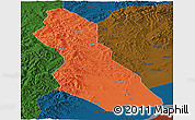 Political Panoramic Map of Hegang Shi, darken
