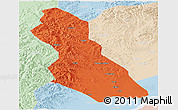 Political Panoramic Map of Hegang Shi, lighten