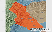 Political Panoramic Map of Hegang Shi, semi-desaturated