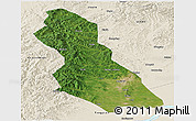 Satellite Panoramic Map of Hegang Shi, shaded relief outside