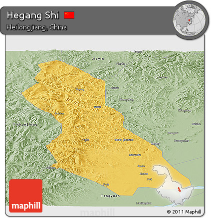Savanna Style Panoramic Map of Hegang Shi