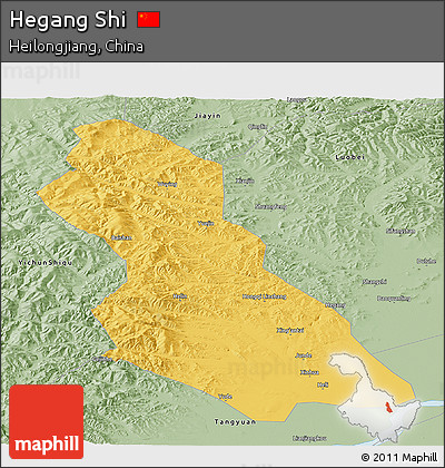 Savanna Style Panoramic Map of Hegang Shi