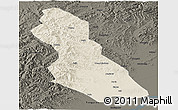Shaded Relief Panoramic Map of Hegang Shi, darken