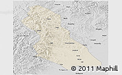 Shaded Relief Panoramic Map of Hegang Shi, desaturated