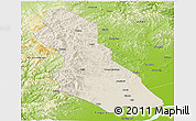 Shaded Relief Panoramic Map of Hegang Shi, physical outside