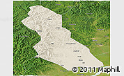 Shaded Relief Panoramic Map of Hegang Shi, satellite outside