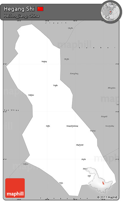 Gray Simple Map of Hegang Shi