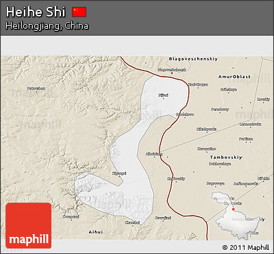 Classic Style 3D Map of Heihe Shi