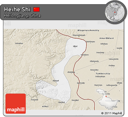 Classic Style 3D Map of Heihe Shi