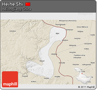 Classic Style 3D Map of Heihe Shi