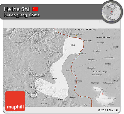 Gray 3D Map of Heihe Shi