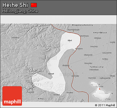 Gray 3D Map of Heihe Shi