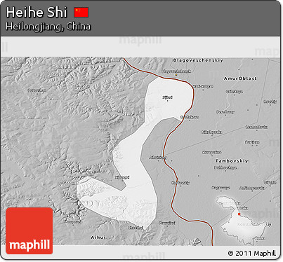 Gray 3D Map of Heihe Shi