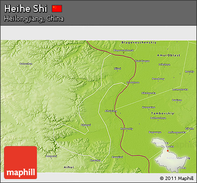 Physical 3D Map of Heihe Shi