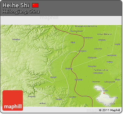 Physical 3D Map of Heihe Shi