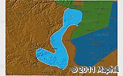 Political 3D Map of Heihe Shi, darken