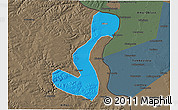 Political 3D Map of Heihe Shi, darken, semi-desaturated