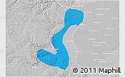 Political 3D Map of Heihe Shi, lighten, desaturated