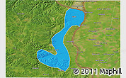 Political 3D Map of Heihe Shi, satellite outside