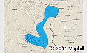 Political 3D Map of Heihe Shi, shaded relief outside