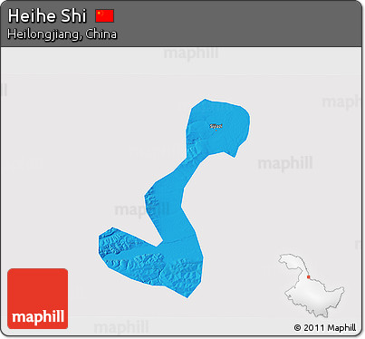 Political 3D Map of Heihe Shi, single color outside