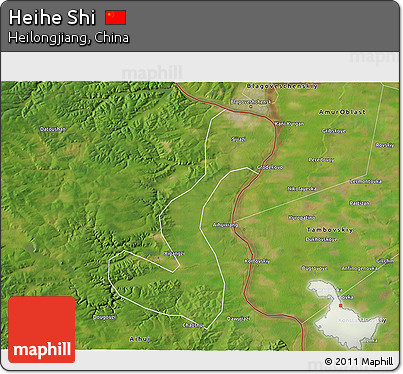 Satellite 3D Map of Heihe Shi