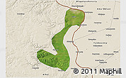 Satellite 3D Map of Heihe Shi, shaded relief outside