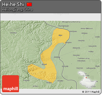 Savanna Style 3D Map of Heihe Shi