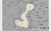 Shaded Relief 3D Map of Heihe Shi, darken, desaturated