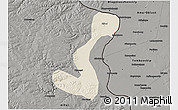 Shaded Relief 3D Map of Heihe Shi, darken, semi-desaturated
