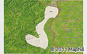 Shaded Relief 3D Map of Heihe Shi, satellite outside