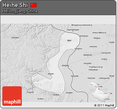 Silver Style 3D Map of Heihe Shi