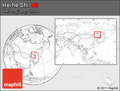 Blank Location Map of Heihe Shi, within the entire country