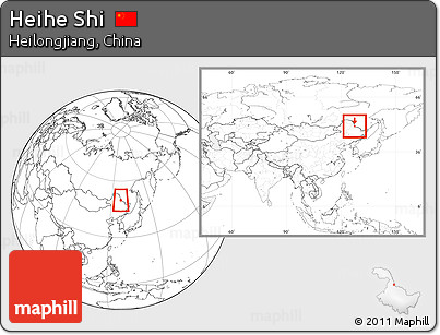 Blank Location Map of Heihe Shi, within the entire country