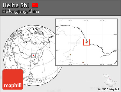 Blank Location Map of Heihe Shi