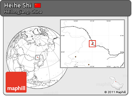 Blank Location Map of Heihe Shi