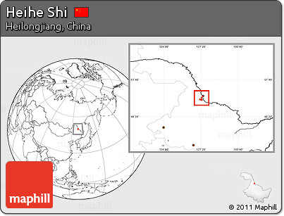 Blank Location Map of Heihe Shi