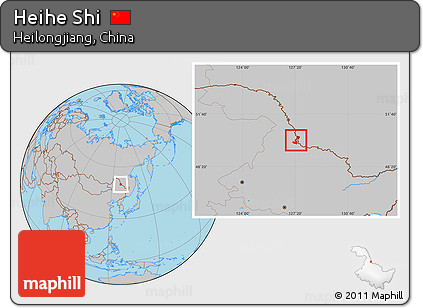 Gray Location Map of Heihe Shi