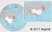 Gray Location Map of Heihe Shi, highlighted country, highlighted parent region, within the entire country