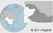Gray Location Map of Heihe Shi, highlighted country, highlighted parent region, hill shading