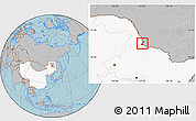 Gray Location Map of Heihe Shi, highlighted country, hill shading