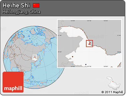 Gray Location Map of Heihe Shi, highlighted parent region