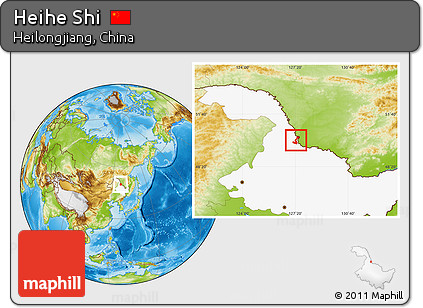 Physical Location Map of Heihe Shi, highlighted parent region