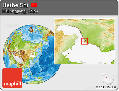 Physical Location Map of Heihe Shi, highlighted parent region