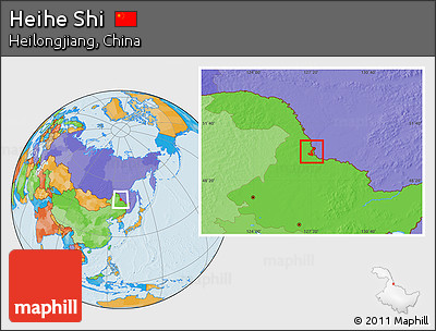 Political Location Map of Heihe Shi