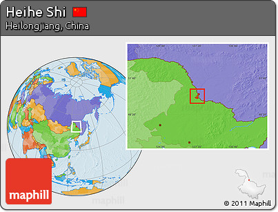 Political Location Map of Heihe Shi